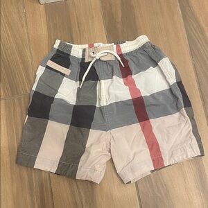 Burberry Kids Plaid Swim Trunks - Gray, Black, Cream & Red